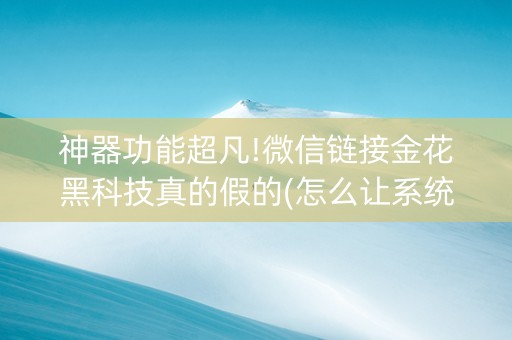 神器功能超凡!微信链接金花黑科技真的假的(怎么让系统给你发好牌)