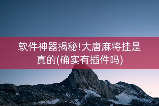 软件神器揭秘!大唐麻将挂是真的(确实有插件吗)