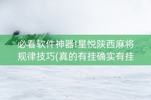 必看软件神器!星悦陕西麻将规律技巧(真的有挂确实有挂)