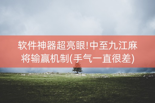 软件神器超亮眼!中至九江麻将输赢机制(手气一直很差)
