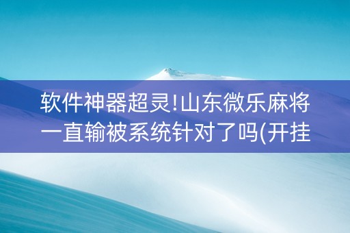 软件神器超灵!山东微乐麻将一直输被系统针对了吗(开挂辅助插件)