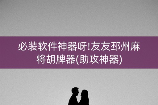 必装软件神器呀!友友邳州麻将胡牌器(助攻神器)