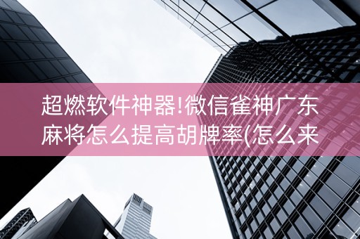 超燃软件神器!微信雀神广东麻将怎么提高胡牌率(怎么来好牌)