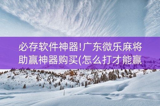 必存软件神器!广东微乐麻将助赢神器购买(怎么打才能赢)