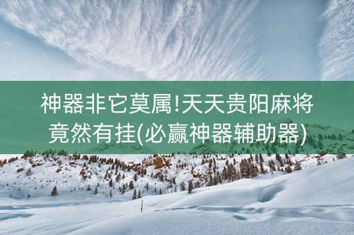 神器非它莫属!天天贵阳麻将竟然有挂(必赢神器辅助器)