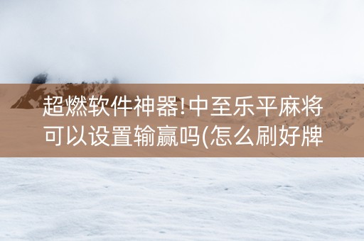 超燃软件神器!中至乐平麻将可以设置输赢吗(怎么刷好牌)