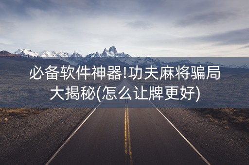必备软件神器!功夫麻将骗局大揭秘(怎么让牌更好)