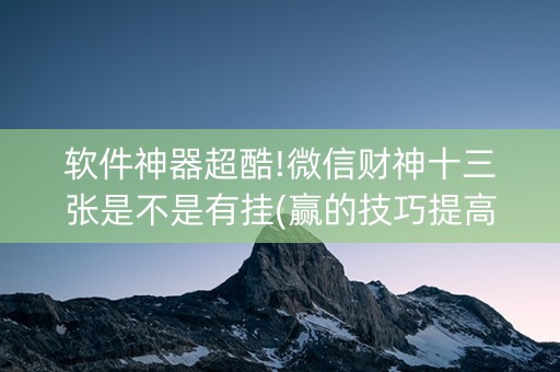 软件神器超酷!微信财神十三张是不是有挂(赢的技巧提高胜率)