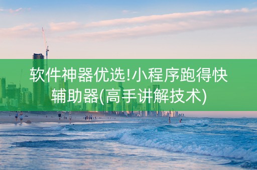 软件神器优选!小程序跑得快辅助器(高手讲解技术)
