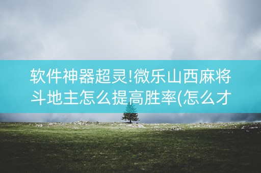 软件神器超灵!微乐山西麻将斗地主怎么提高胜率(怎么才能赢)