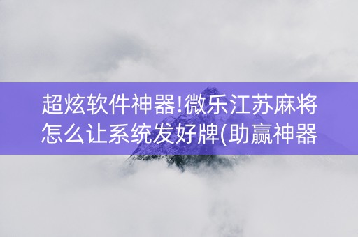 超炫软件神器!微乐江苏麻将怎么让系统发好牌(助赢神器购买)