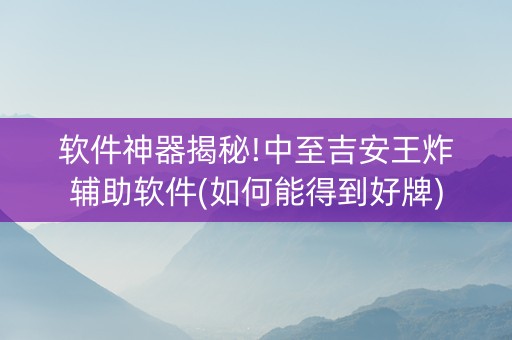 软件神器揭秘!中至吉安王炸辅助软件(如何能得到好牌)