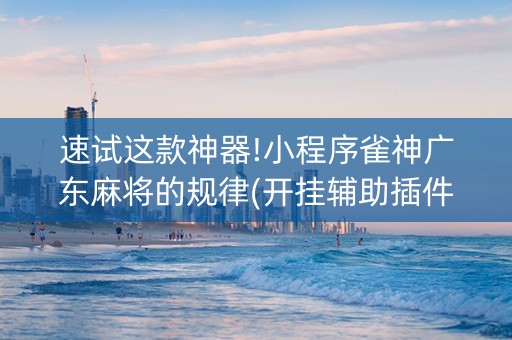 速试这款神器!小程序雀神广东麻将的规律(开挂辅助插件)