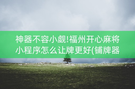 神器不容小觑!福州开心麻将小程序怎么让牌更好(铺牌器购买)