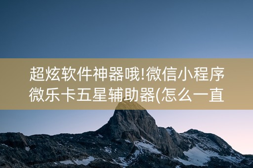 超炫软件神器哦!微信小程序微乐卡五星辅助器(怎么一直输)