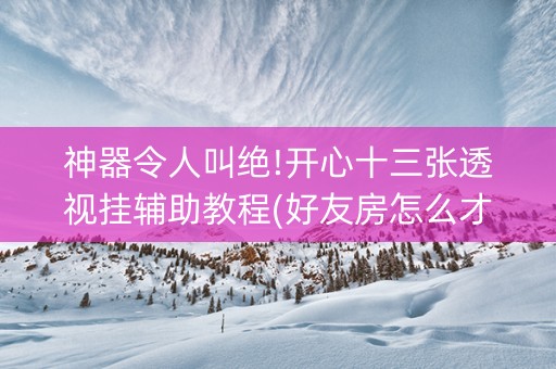 神器令人叫绝!开心十三张透视挂辅助教程(好友房怎么才能赢)