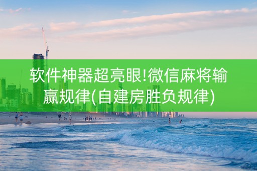 软件神器超亮眼!微信麻将输赢规律(自建房胜负规律)