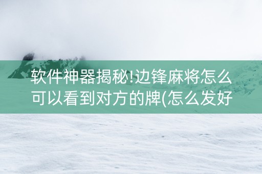 软件神器揭秘!边锋麻将怎么可以看到对方的牌(怎么发好牌)