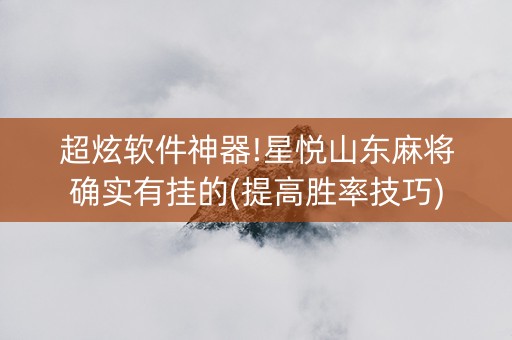 超炫软件神器!星悦山东麻将确实有挂的(提高胜率技巧)