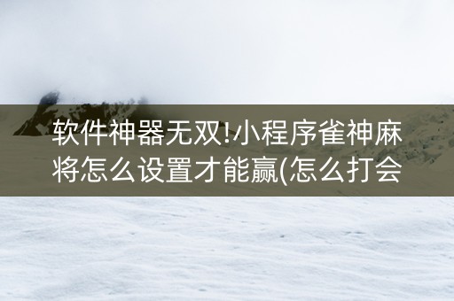 软件神器无双!小程序雀神麻将怎么设置才能赢(怎么打会赢)