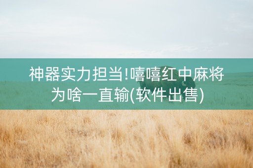 神器实力担当!嘻嘻红中麻将为啥一直输(软件出售)