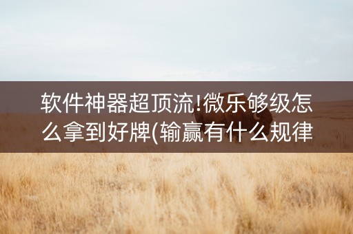 软件神器超顶流!微乐够级怎么拿到好牌(输赢有什么规律)