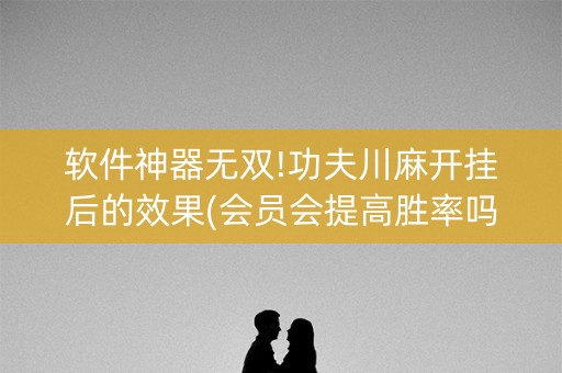 软件神器无双!功夫川麻开挂后的效果(会员会提高胜率吗)