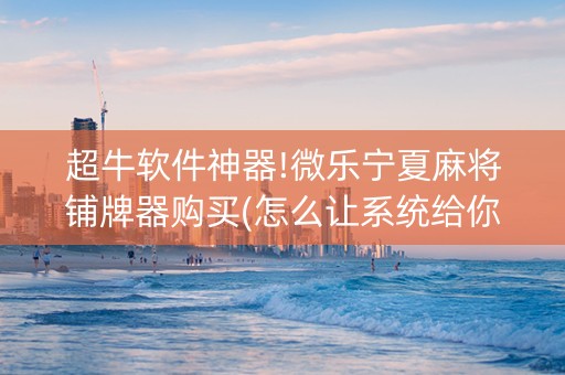 超牛软件神器!微乐宁夏麻将铺牌器购买(怎么让系统给你发好牌)