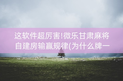 这软件超厉害!微乐甘肃麻将自建房输赢规律(为什么牌一直很差)