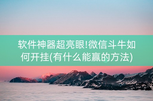 软件神器超亮眼!微信斗牛如何开挂(有什么能赢的方法)