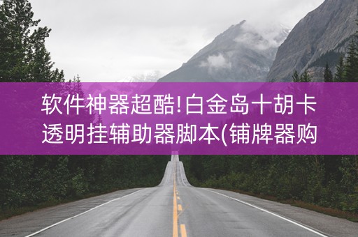 软件神器超酷!白金岛十胡卡透明挂辅助器脚本(铺牌器购买)