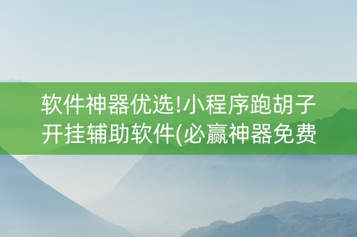 软件神器优选!小程序跑胡子开挂辅助软件(必赢神器免费安装)