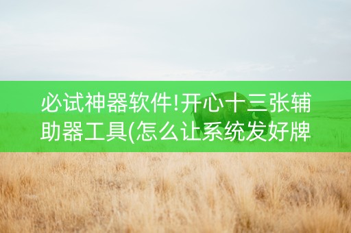 必试神器软件!开心十三张辅助器工具(怎么让系统发好牌)