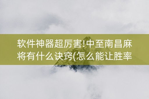 软件神器超厉害!中至南昌麻将有什么诀窍(怎么能让胜率高)