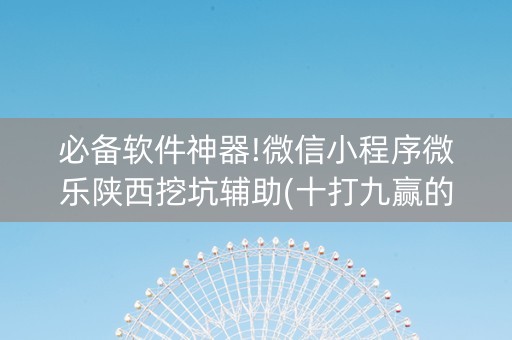 必备软件神器!微信小程序微乐陕西挖坑辅助(十打九赢的打法)