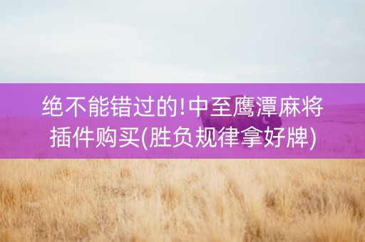 绝不能错过的!中至鹰潭麻将插件购买(胜负规律拿好牌)