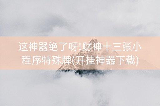 这神器绝了呀!财神十三张小程序特殊牌(开挂神器下载)