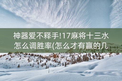 神器爱不释手!17麻将十三水怎么调胜率(怎么才有赢的几率)