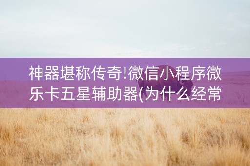 神器堪称传奇!微信小程序微乐卡五星辅助器(为什么经常输)