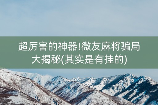超厉害的神器!微友麻将骗局大揭秘(其实是有挂的)