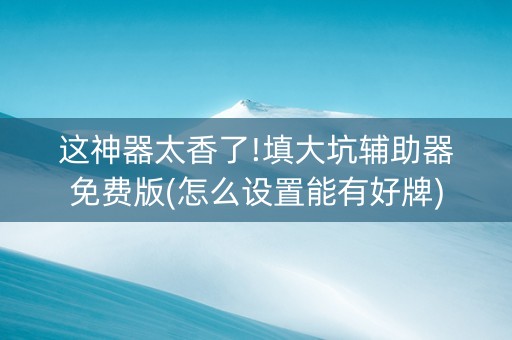 这神器太香了!填大坑辅助器免费版(怎么设置能有好牌)