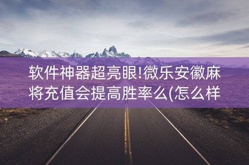 软件神器超亮眼!微乐安徽麻将充值会提高胜率么(怎么样来好牌)