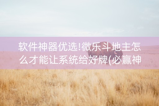 软件神器优选!微乐斗地主怎么才能让系统给好牌(必赢神器)
