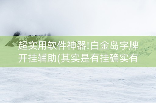 超实用软件神器!白金岛字牌开挂辅助(其实是有挂确实有挂)