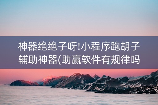 神器绝绝子呀!小程序跑胡子辅助神器(助赢软件有规律吗)