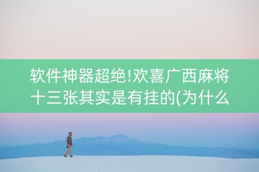 软件神器超绝!欢喜广西麻将十三张其实是有挂的(为什么一直输)