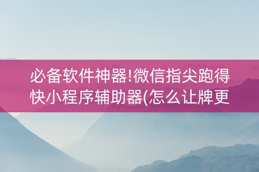 必备软件神器!微信指尖跑得快小程序辅助器(怎么让牌更好)