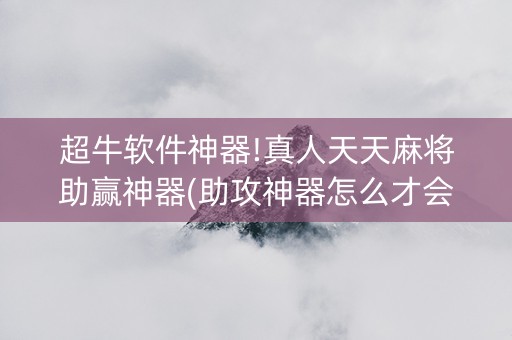 超牛软件神器!真人天天麻将助赢神器(助攻神器怎么才会赢)