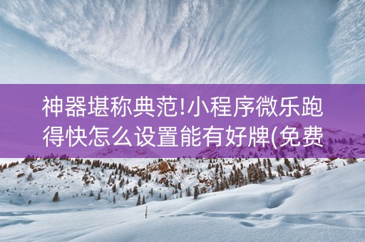神器堪称典范!小程序微乐跑得快怎么设置能有好牌(免费专用神器)
