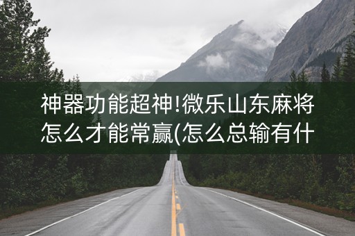 神器功能超神!微乐山东麻将怎么才能常赢(怎么总输有什么猫腻)